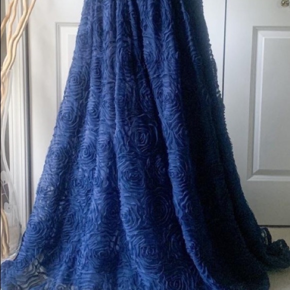 Adrianna Papell strapless rosette long gown - Picture 3 of 4